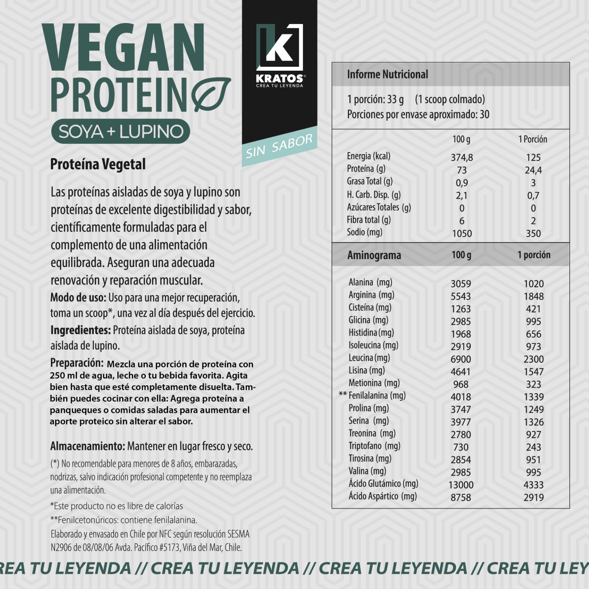 Proteina vegetal sin sabor