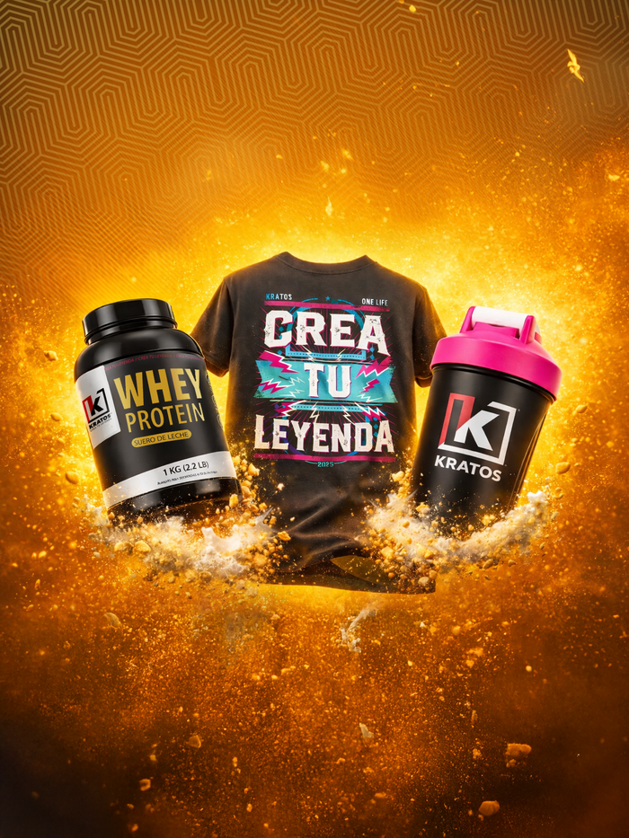 Proteina + Polera + Shaker Kratos
